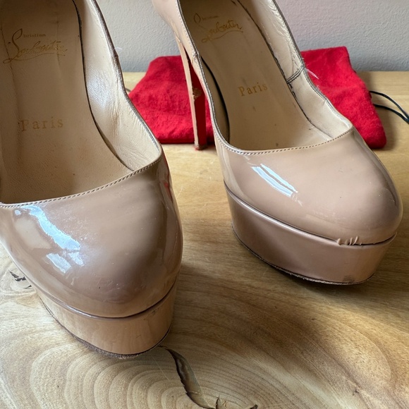 CHRISTIAN LOUBOUTIN BIANCA 120 PATENT LEATHER PUMP NUDE ICONIC HIGH HEEL 35.5 5 - Picture 4 of 13